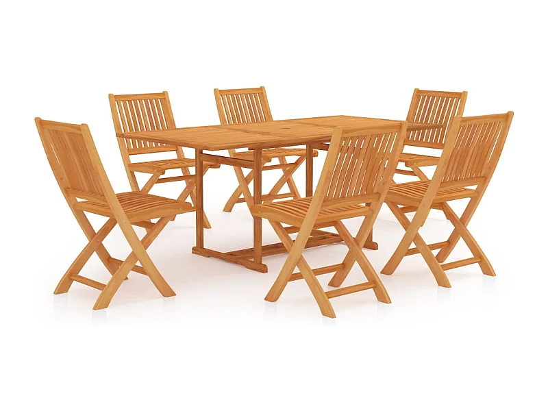 Kari  Ensemble à manger de jardin 7 pcs Bois de teck massif