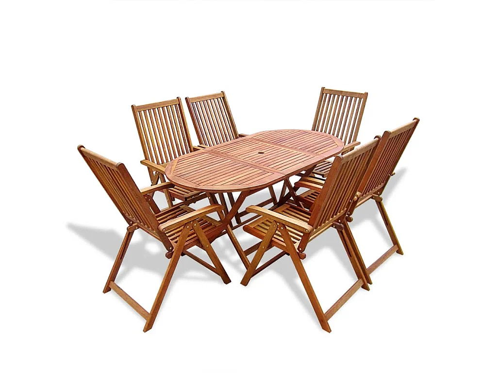 François-Claude-Paul  Ensemble à manger d'extérieur 7 pcs Bois d'acacia solide
