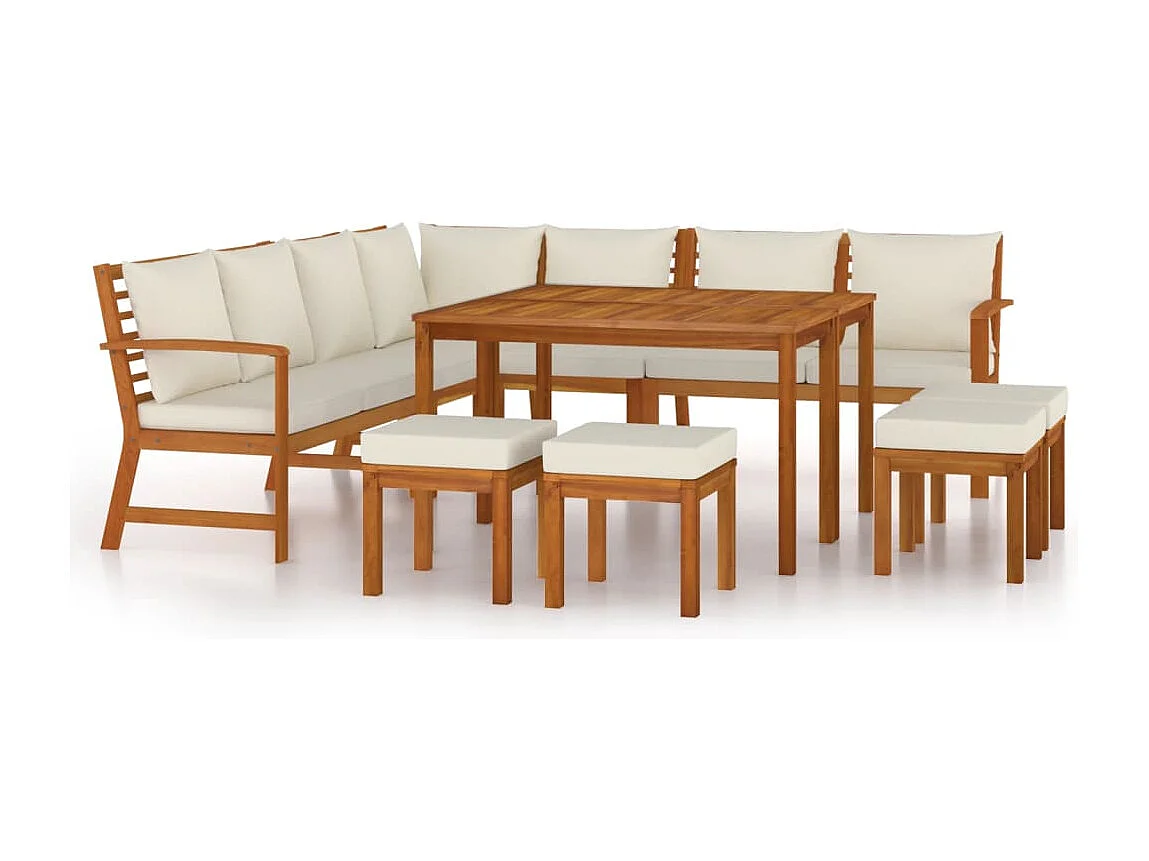 Prolenta Premium -  Ensemble à manger de jardin avec coussins 11 pcs bois d'acacia