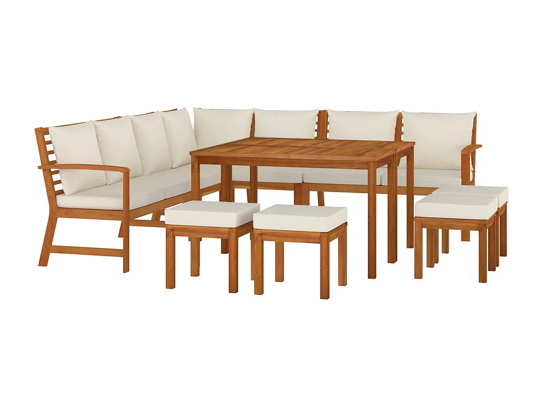 Prolenta Premium -  Ensemble à manger de jardin avec coussins 11 pcs bois d'acacia