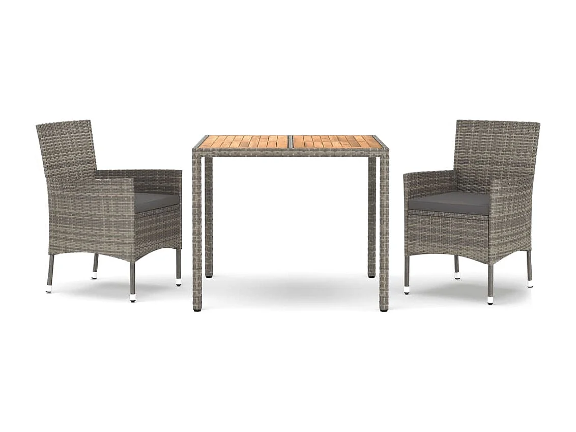 Prolenta Premium -  Ensemble à manger de jardin 3 pcs coussins gris résine tressée