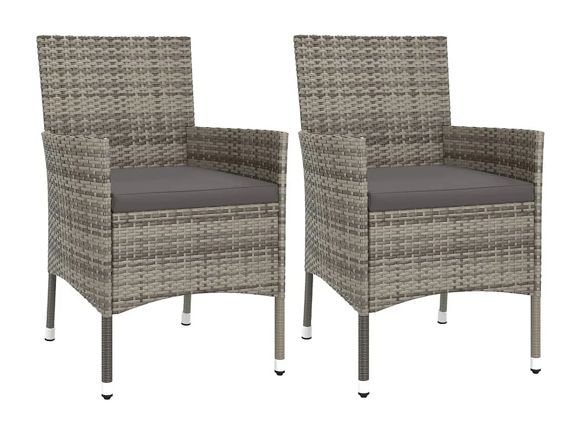 Prolenta Premium -  Ensemble à manger de jardin 3 pcs coussins gris résine tressée