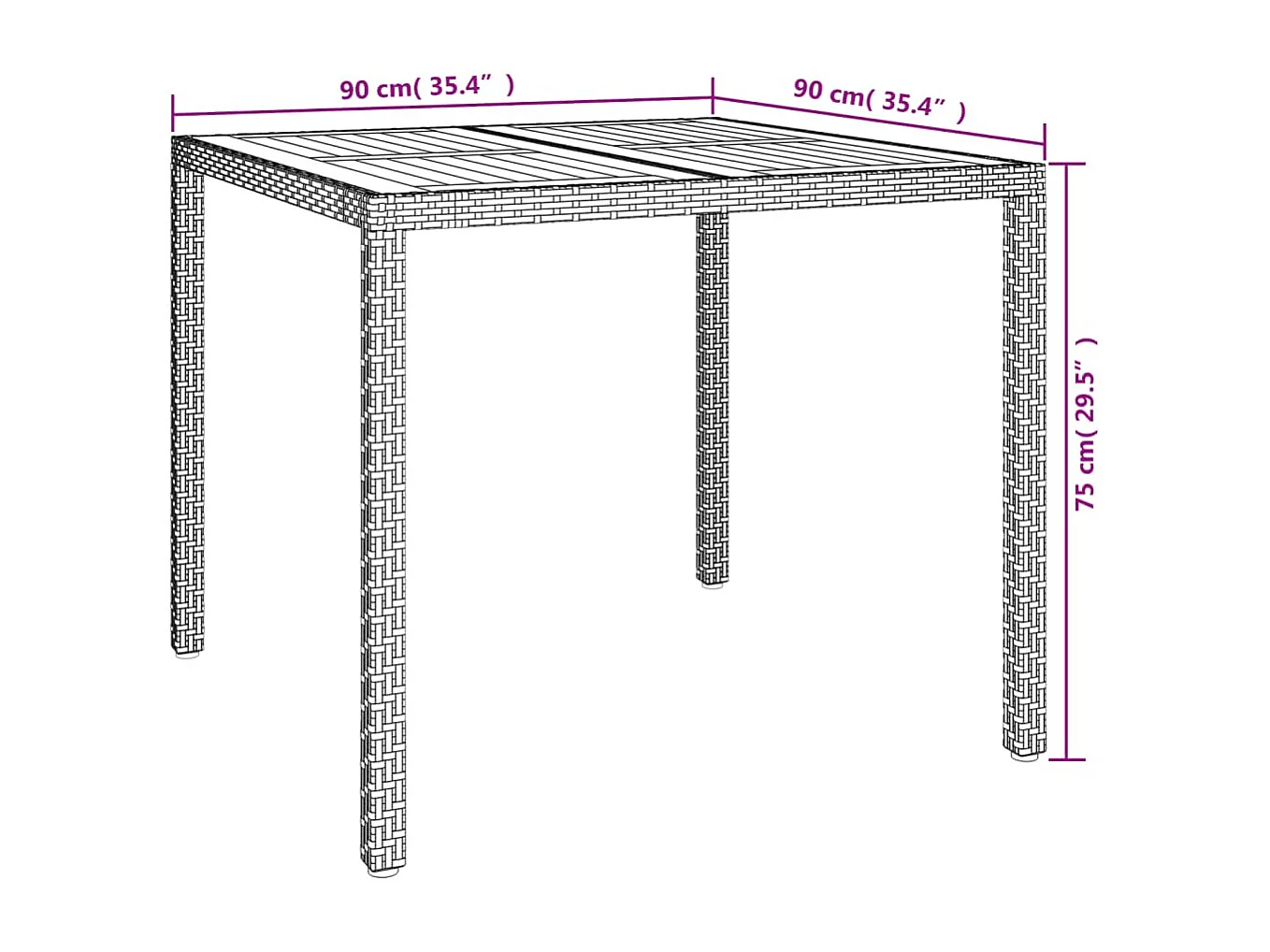 Prolenta Premium -  Ensemble à manger de jardin 3 pcs coussins gris résine tressée