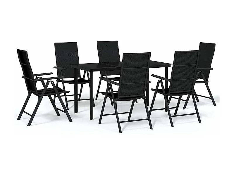 Sondrio  Ensemble à manger de jardin 7 pcs Noir