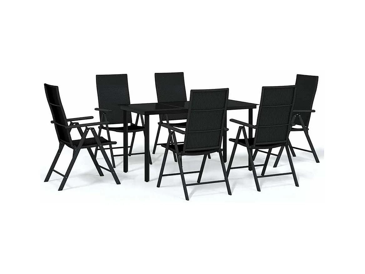 Sondrio  Ensemble à manger de jardin 7 pcs Noir