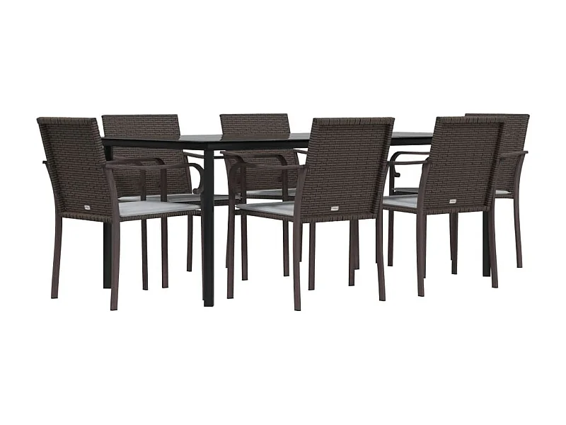 Leonie  7-delige Tuinset met kussens poly rattan en staal