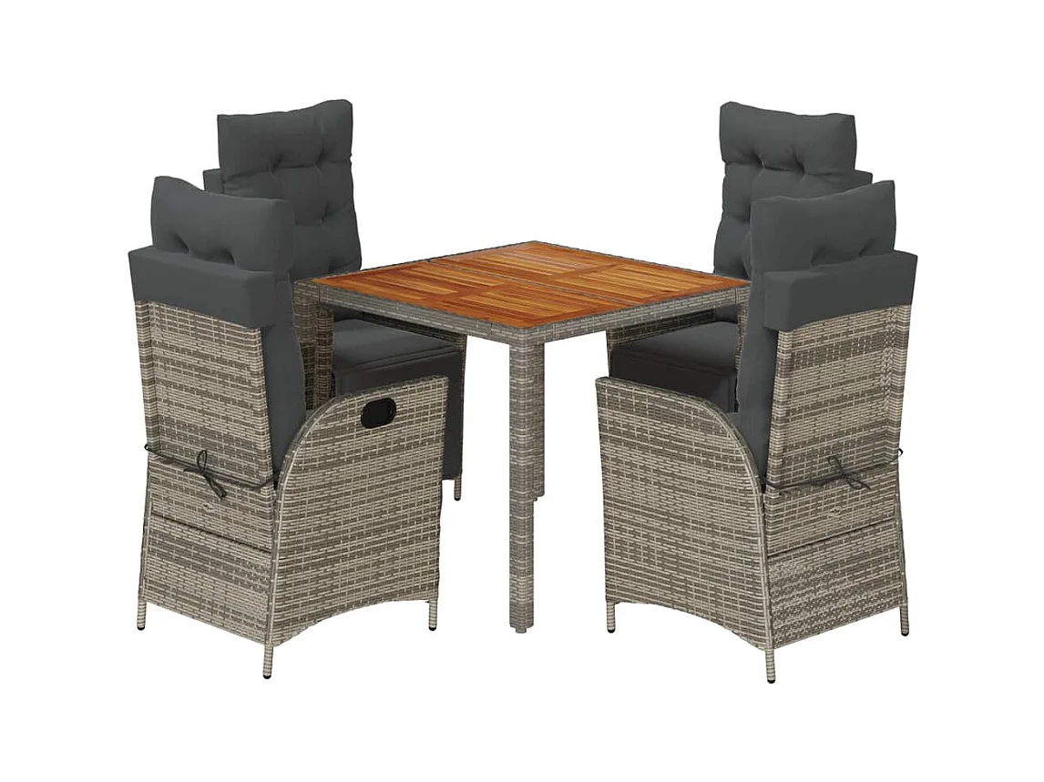 Elviraa  Ensemble à manger de jardin 5 pcs coussins gris résine tressée