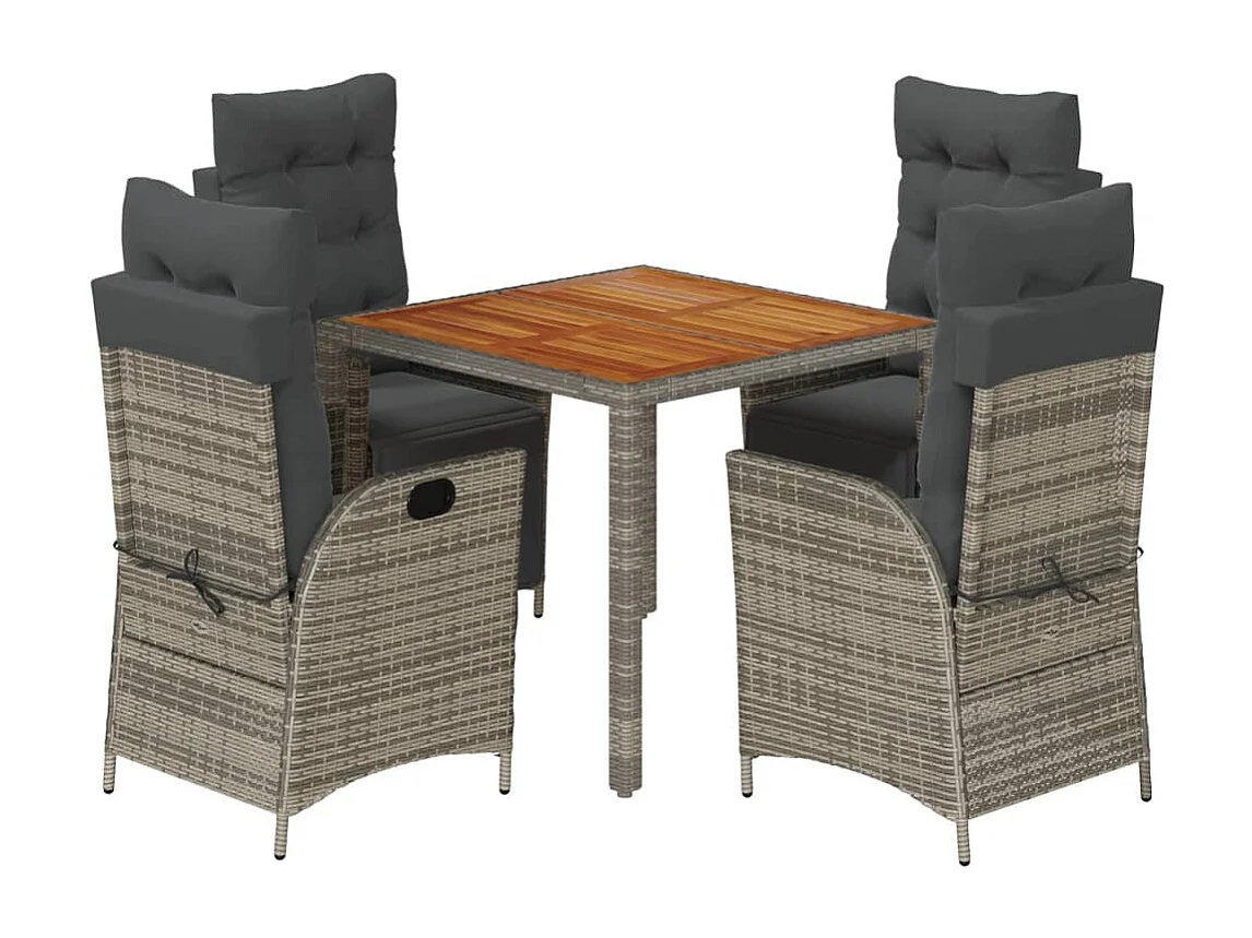 Elviraa  Ensemble à manger de jardin 5 pcs coussins gris résine tressée