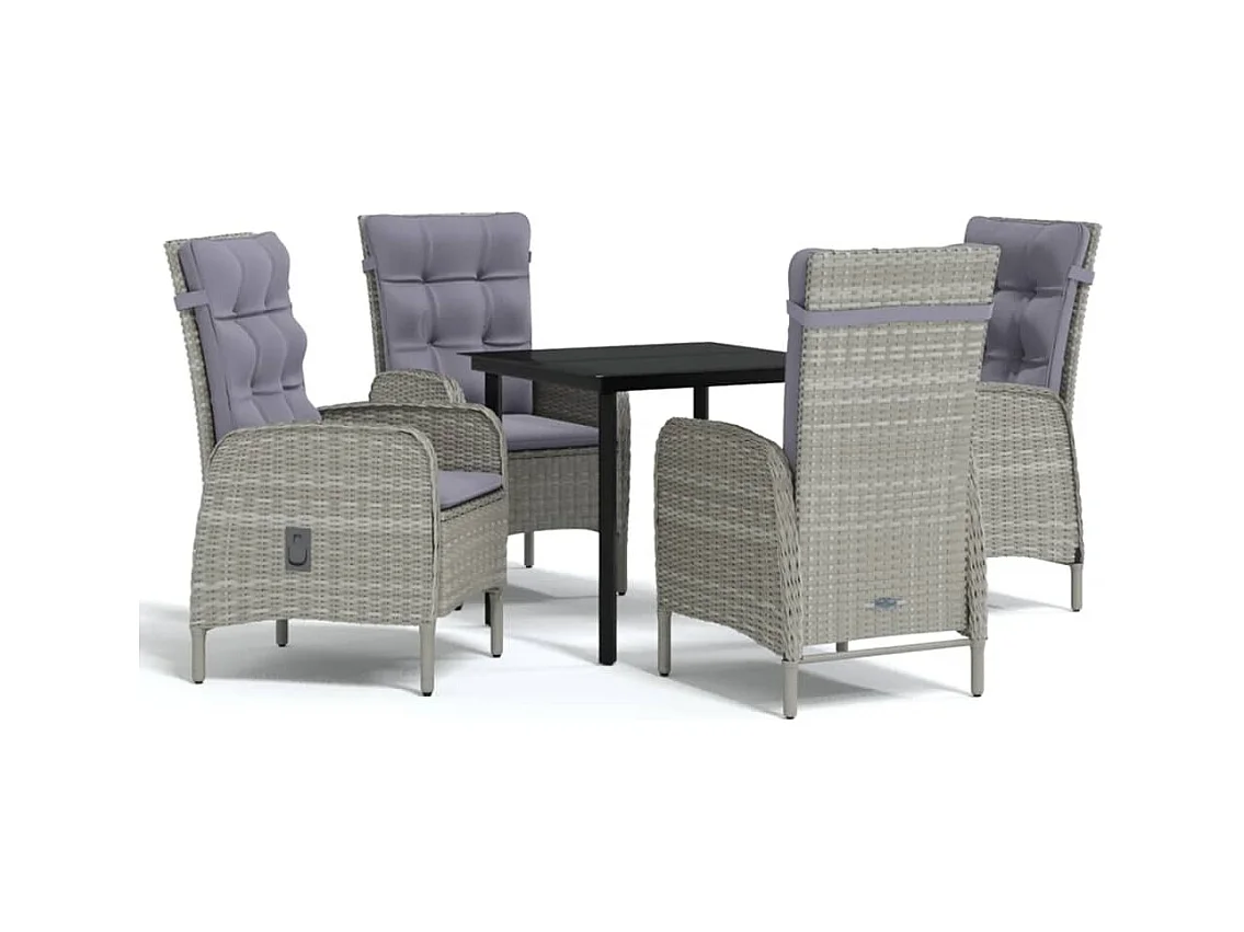 Eliseo  Ensemble à manger de jardin et coussins 5pcs Gris/noir