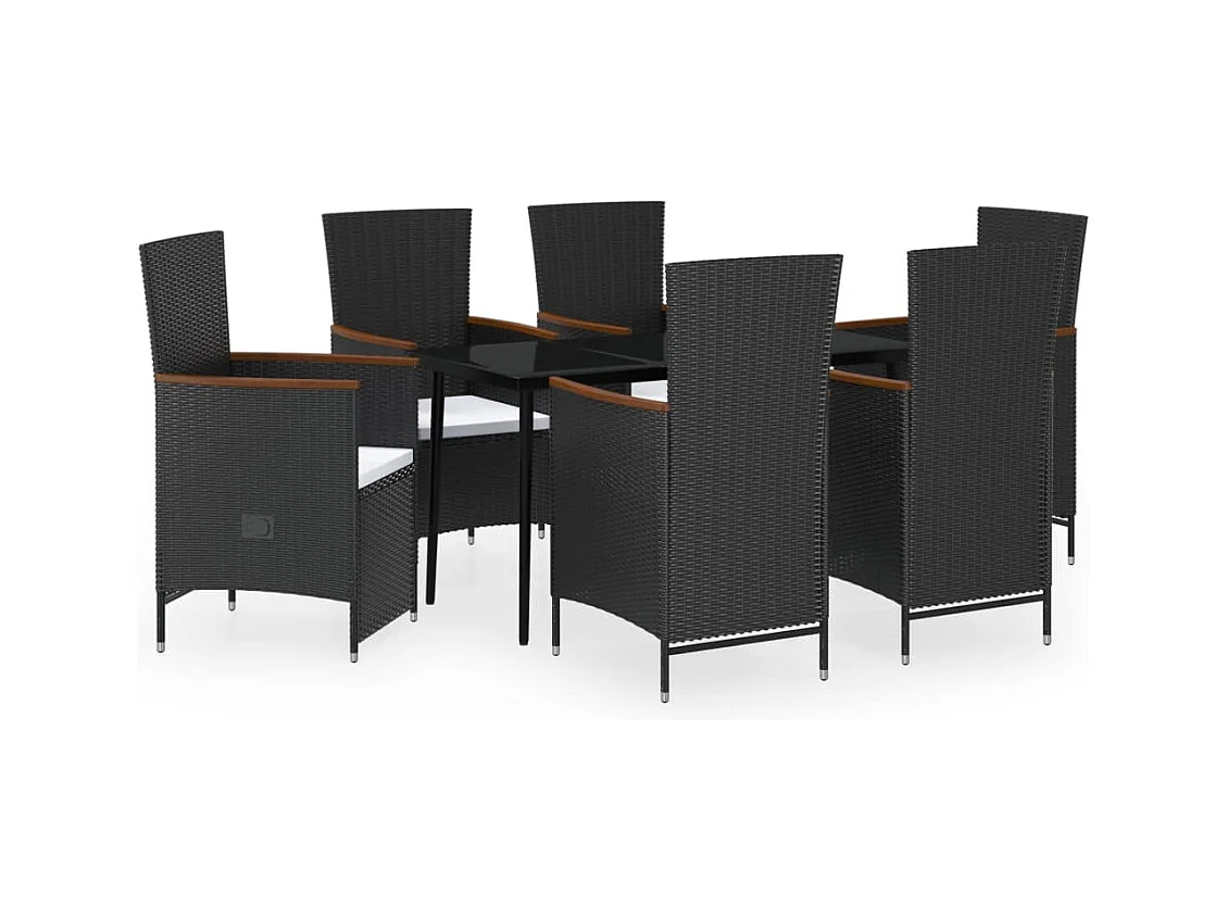 Florissant  7-delige Tuinset met kussens zwart