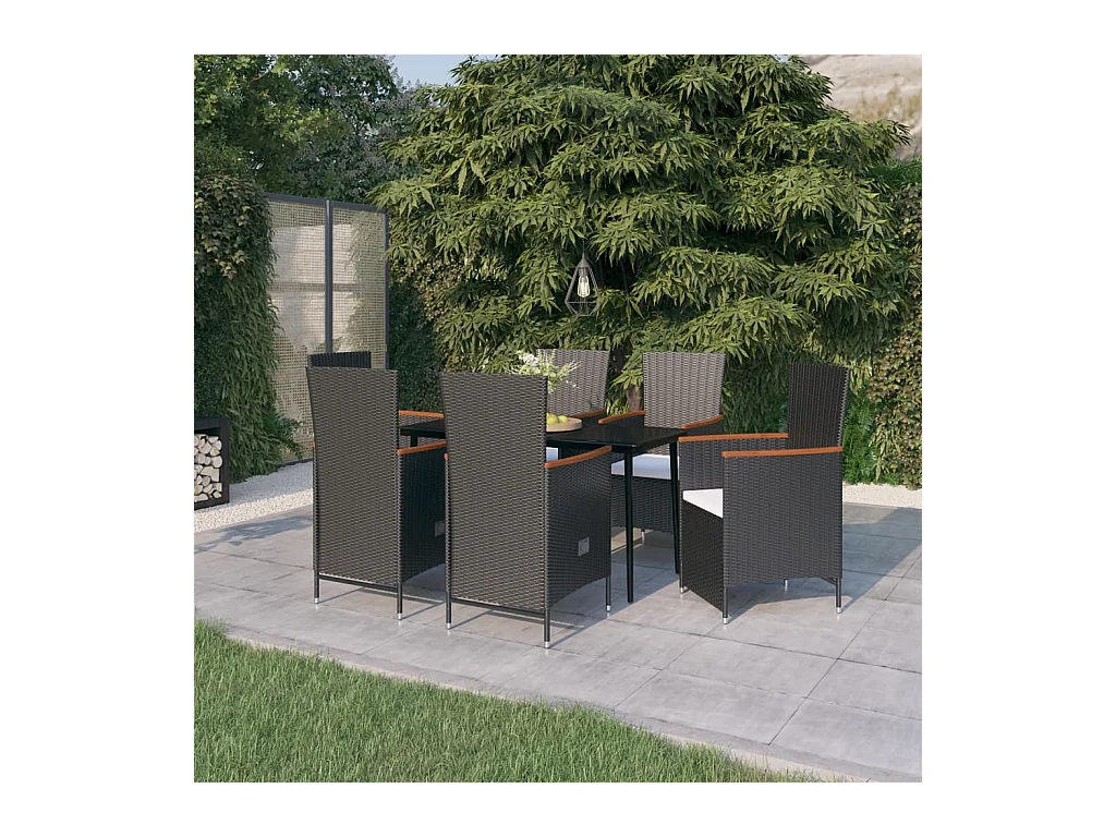 Florissant  7-delige Tuinset met kussens zwart