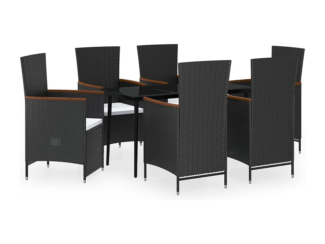 Florissant  7-delige Tuinset met kussens zwart