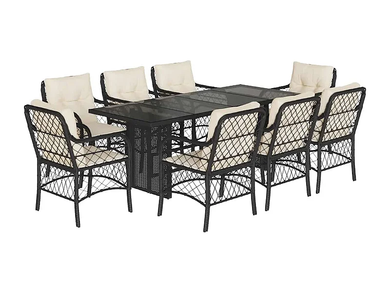 Fort Bragg  9-delige Tuinset poly rattan zwart