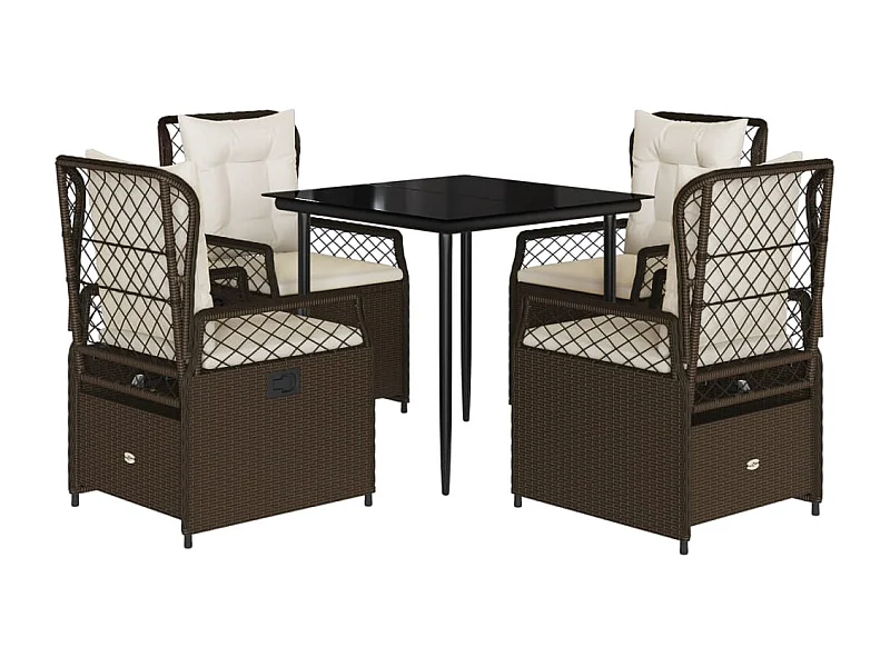 Zalan  5-delige Tuinset met kussens poly rattan bruin