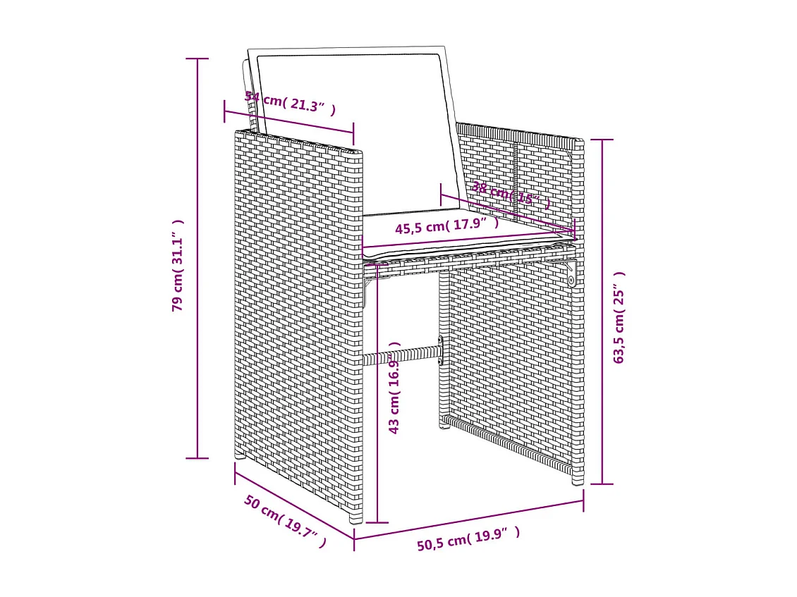 An Daingean  Ensemble à manger de jardin et coussins 9 pcs gris clair rotin