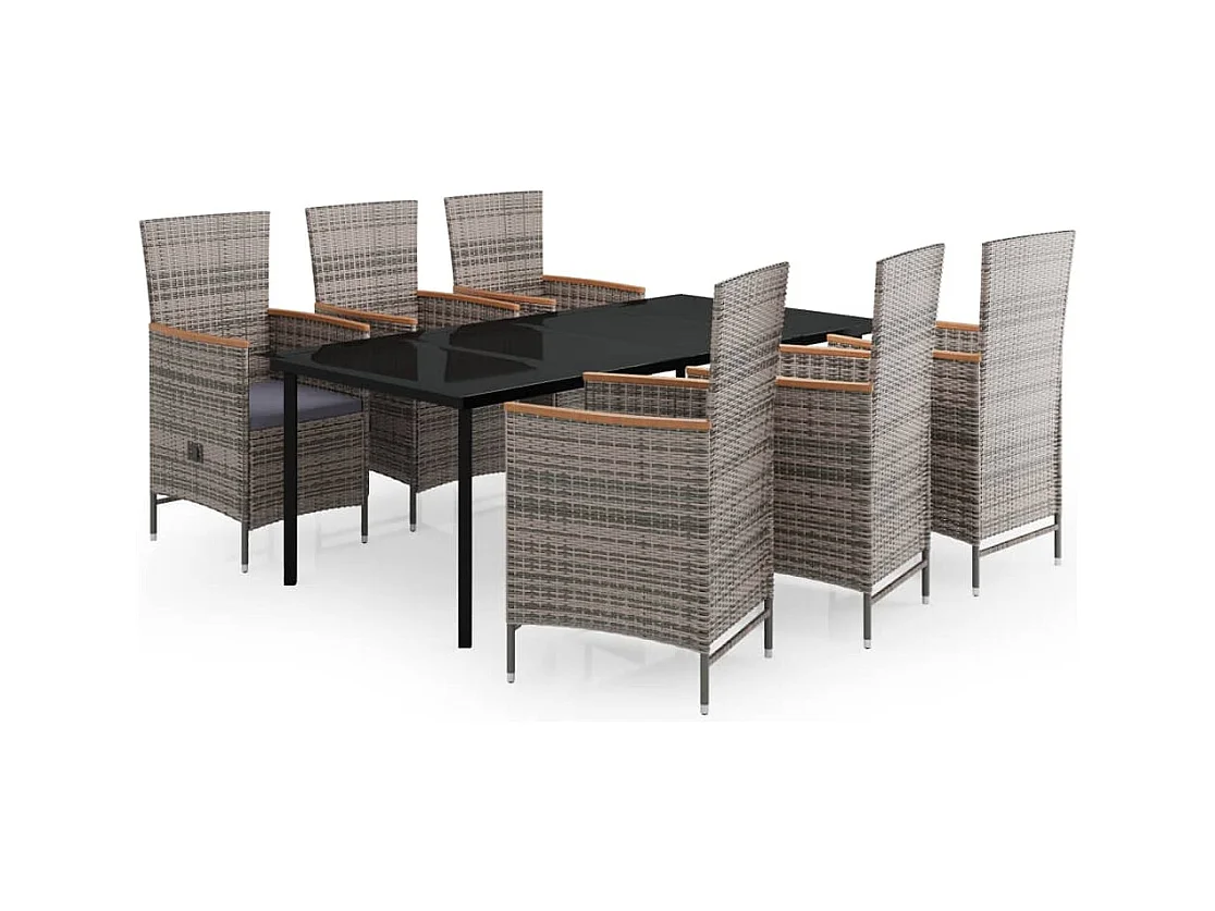 Serafino  Ensemble à manger de jardin avec coussins 7 pcs Gris