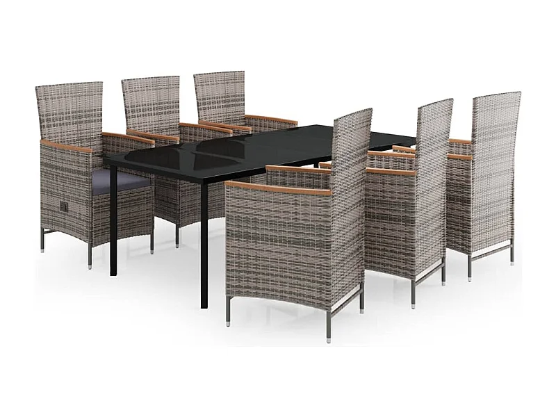 Serafino  7-delige Tuinset met kussens grijs