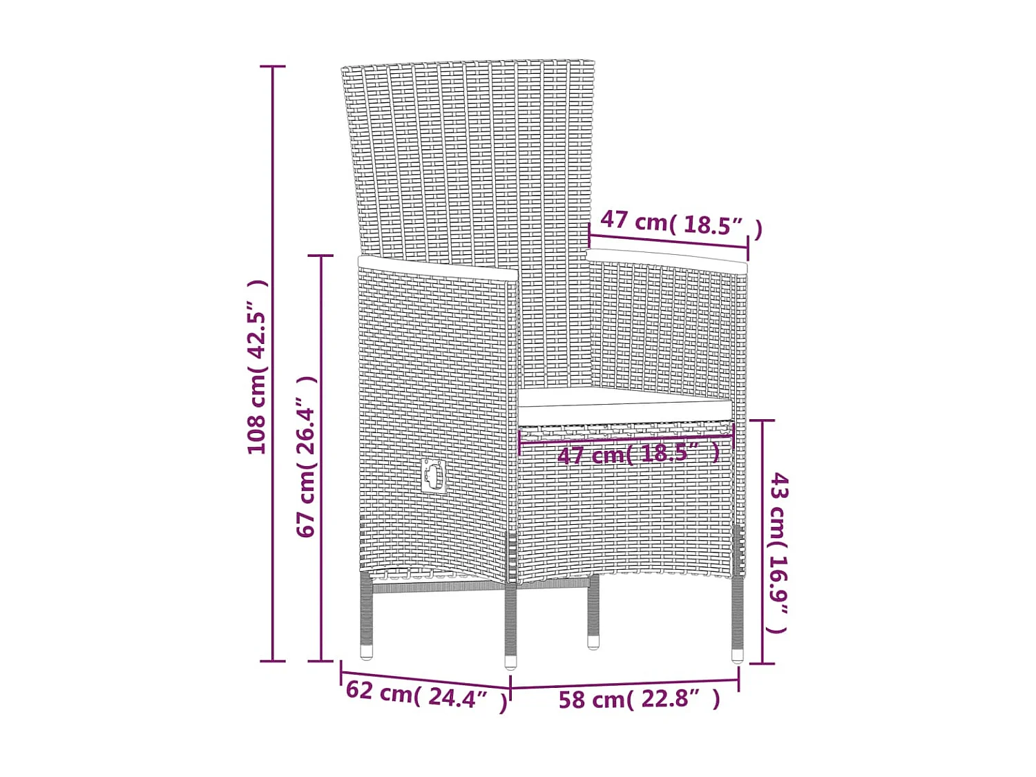 Central Point  7-delige Tuinset met kussens zwart