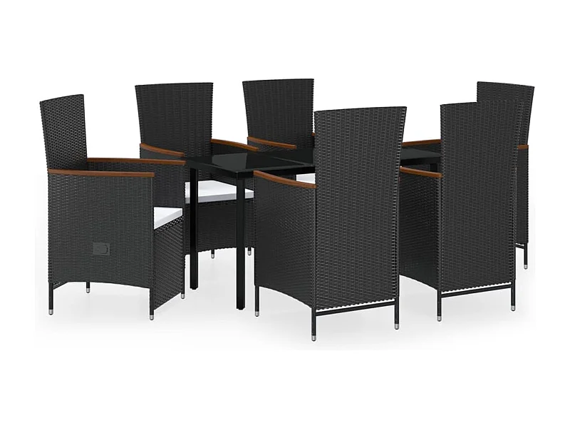 Central Point  Juego de comedor de jardín 7 piezas con cojines negro