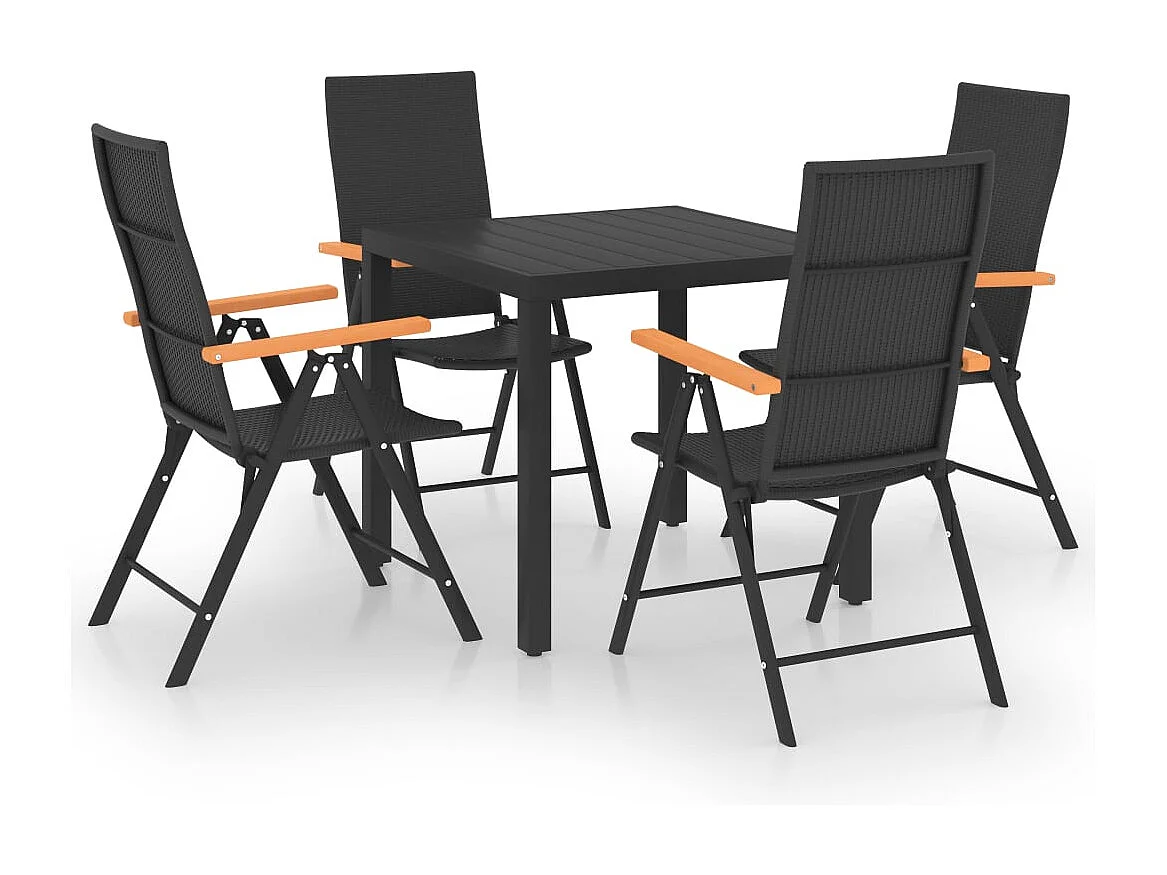 Garden Furniture -  Ensemble à manger de jardin 5 pcs noir et marron