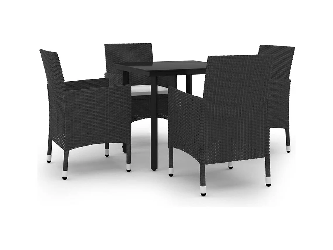 Rion  Ensemble à manger de jardin coussins 5 pcs Résine tressée Verre