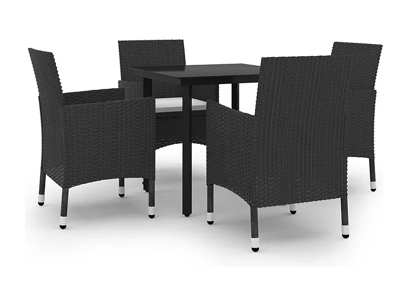 Rion  Ensemble à manger de jardin coussins 5 pcs Résine tressée Verre