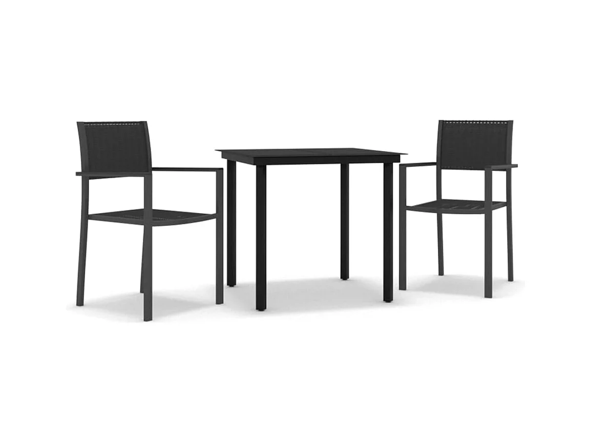 Ullira  Ensemble à manger de jardin 3 pcs Noir