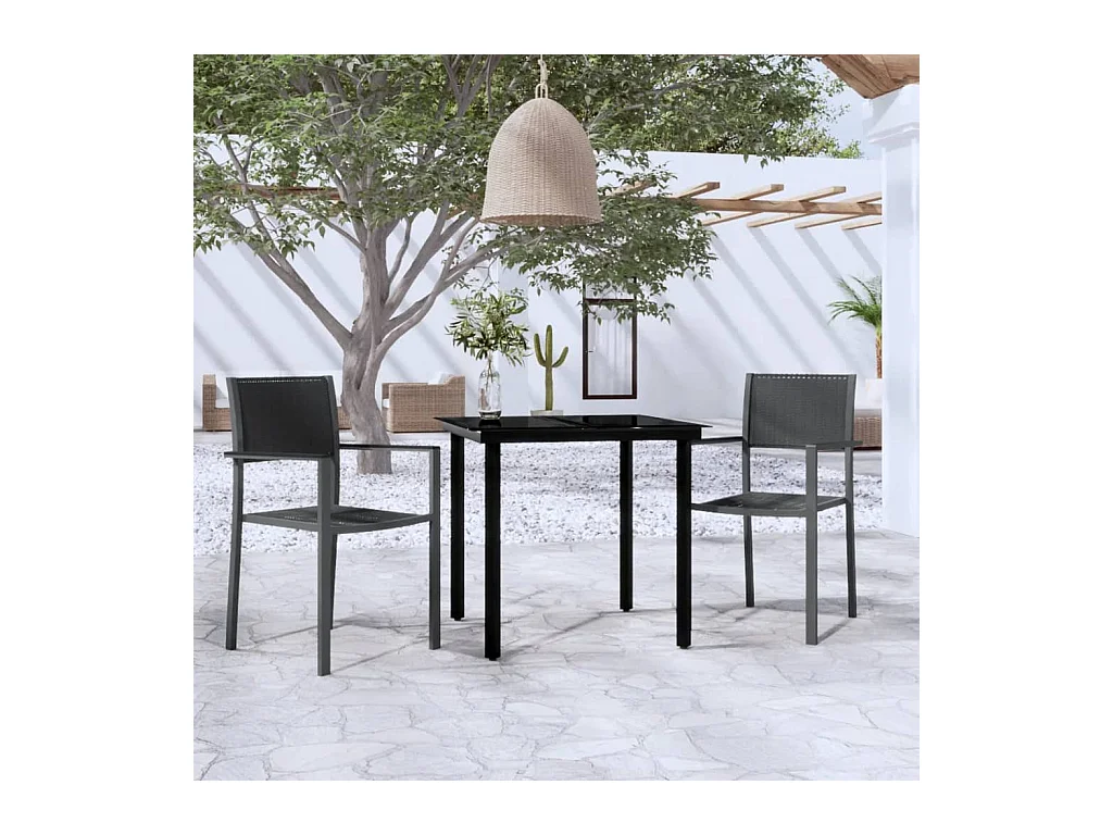 Ullira  Ensemble à manger de jardin 3 pcs Noir