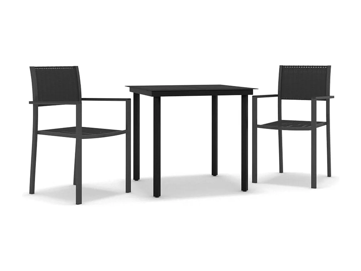 Ullira  Ensemble à manger de jardin 3 pcs Noir