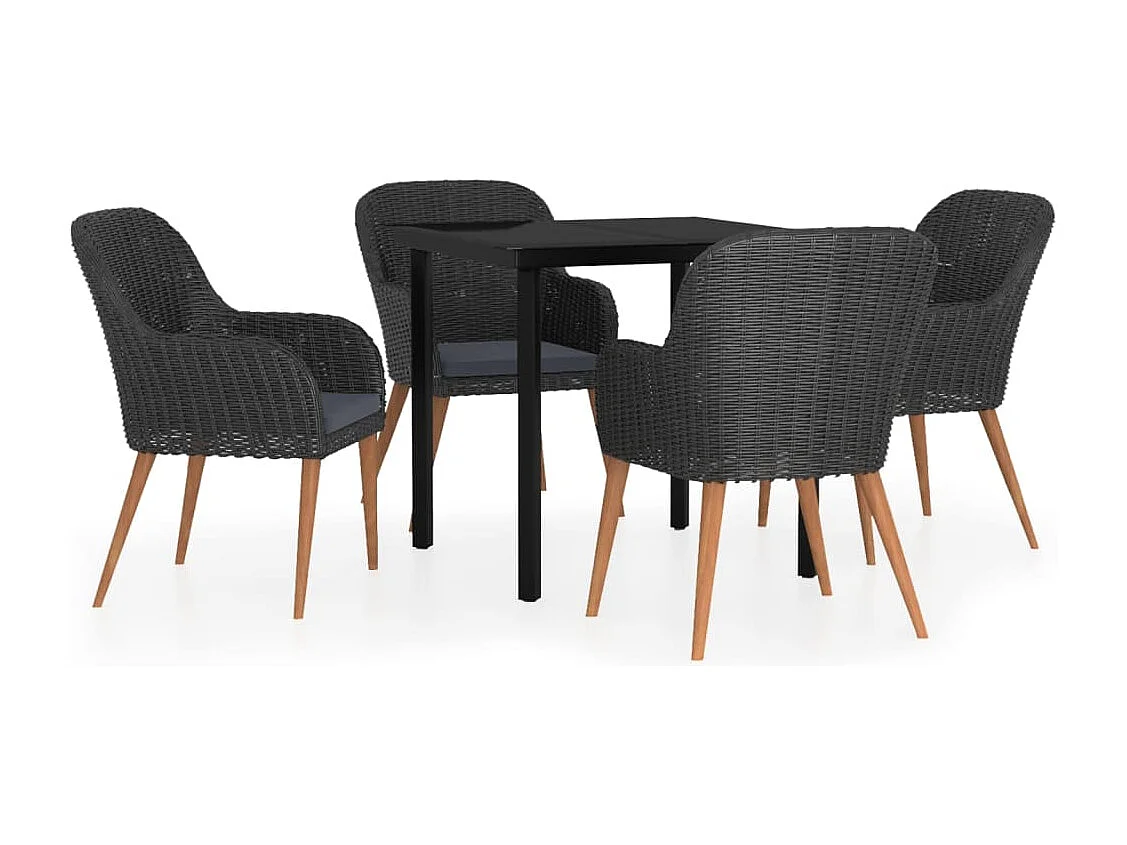 Zevrik  5-delige Tuinset met kussens zwart