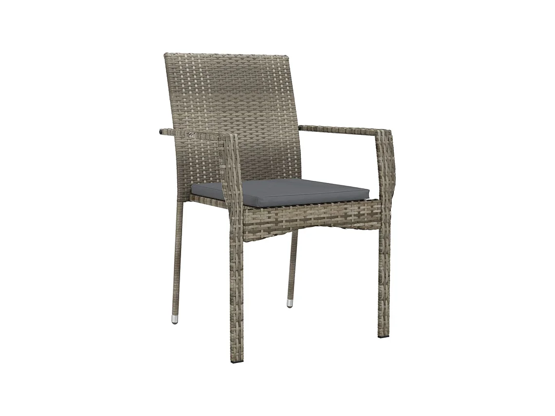 Karl Mason  Set comedor jardín 5 pzas y cojines ratán sintético negro gris