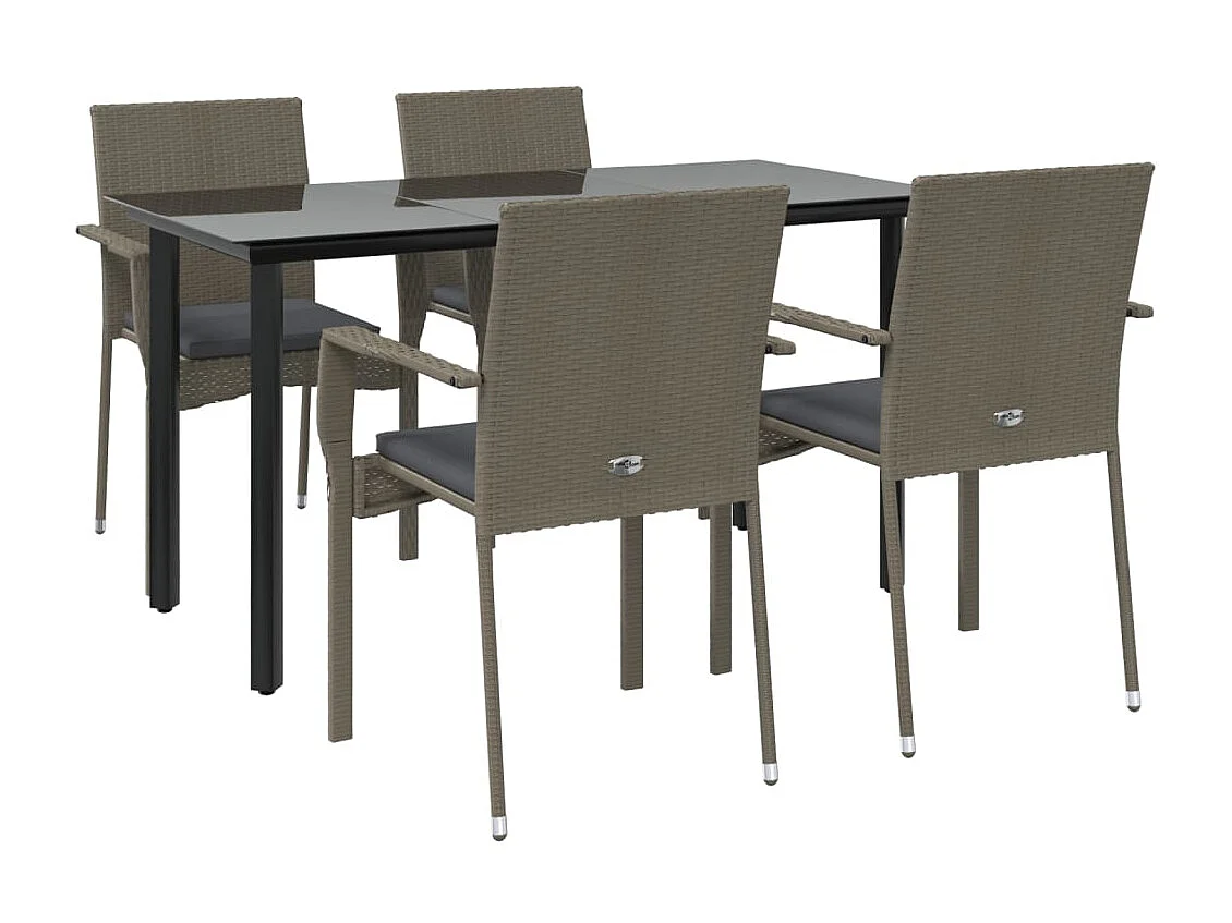 Karl Mason  Ensemble à manger de jardin coussins 5 pcs noir et gris