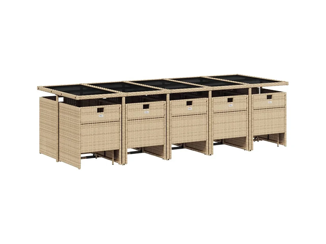 Steno  Ensemble à manger de jardin et coussins 15 pcs beige