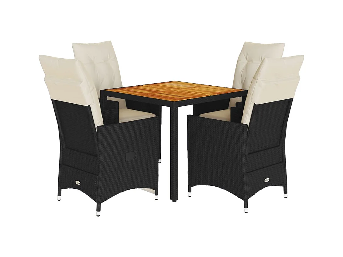 Carlisle  Ensemble à manger de jardin coussins 5pcs noir résine tressée