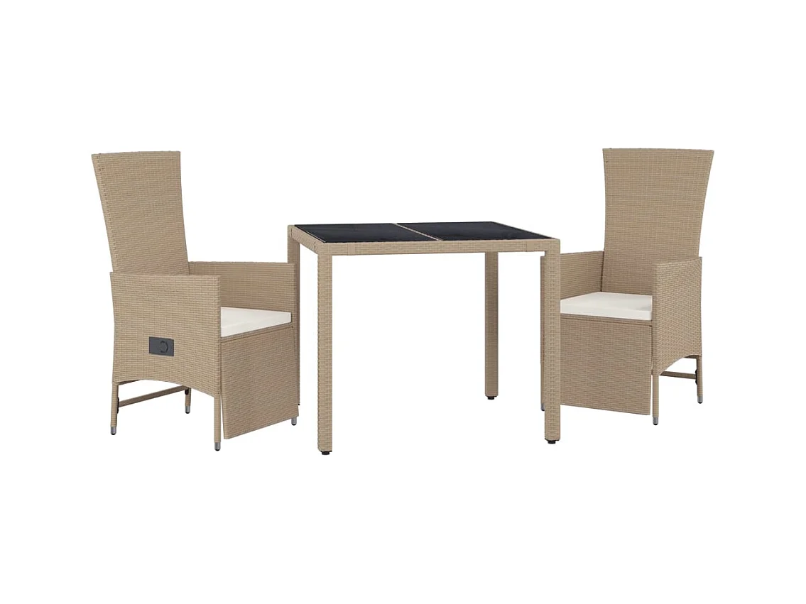 Olryn  3-delige Tuinset met kussens poly rattan beige