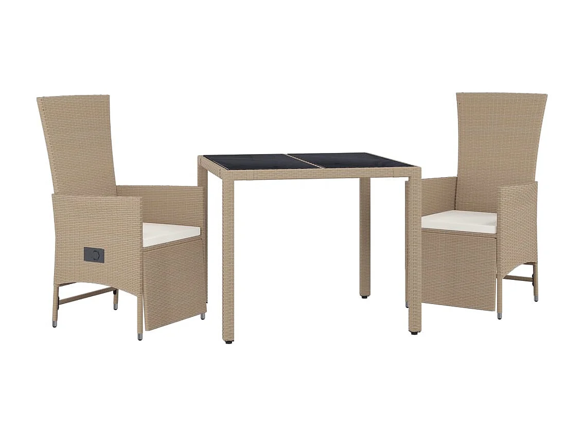 Olryn  3-delige Tuinset met kussens poly rattan beige