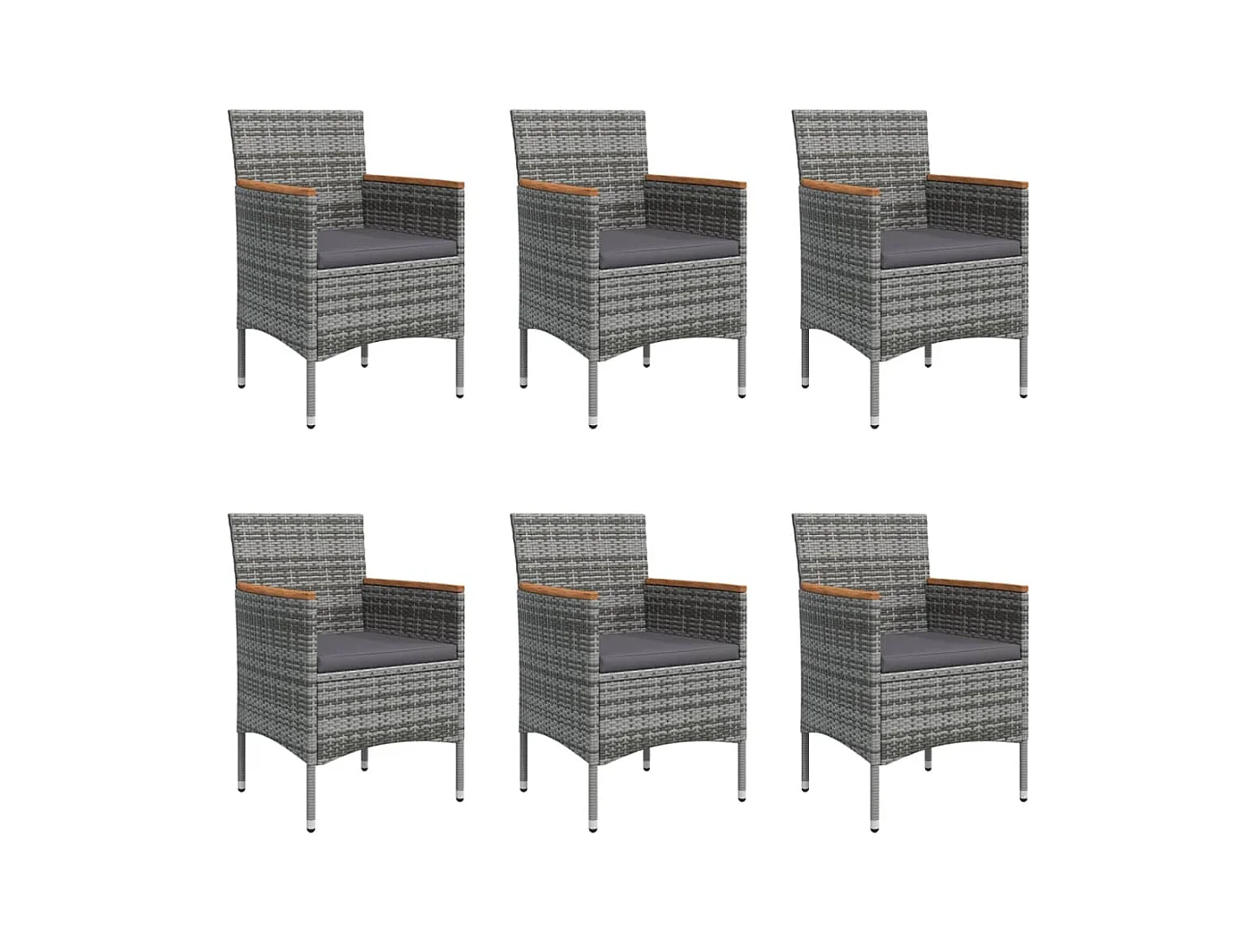 Frynjal  Ensemble à manger de jardin coussins 7pcs Gris et noir