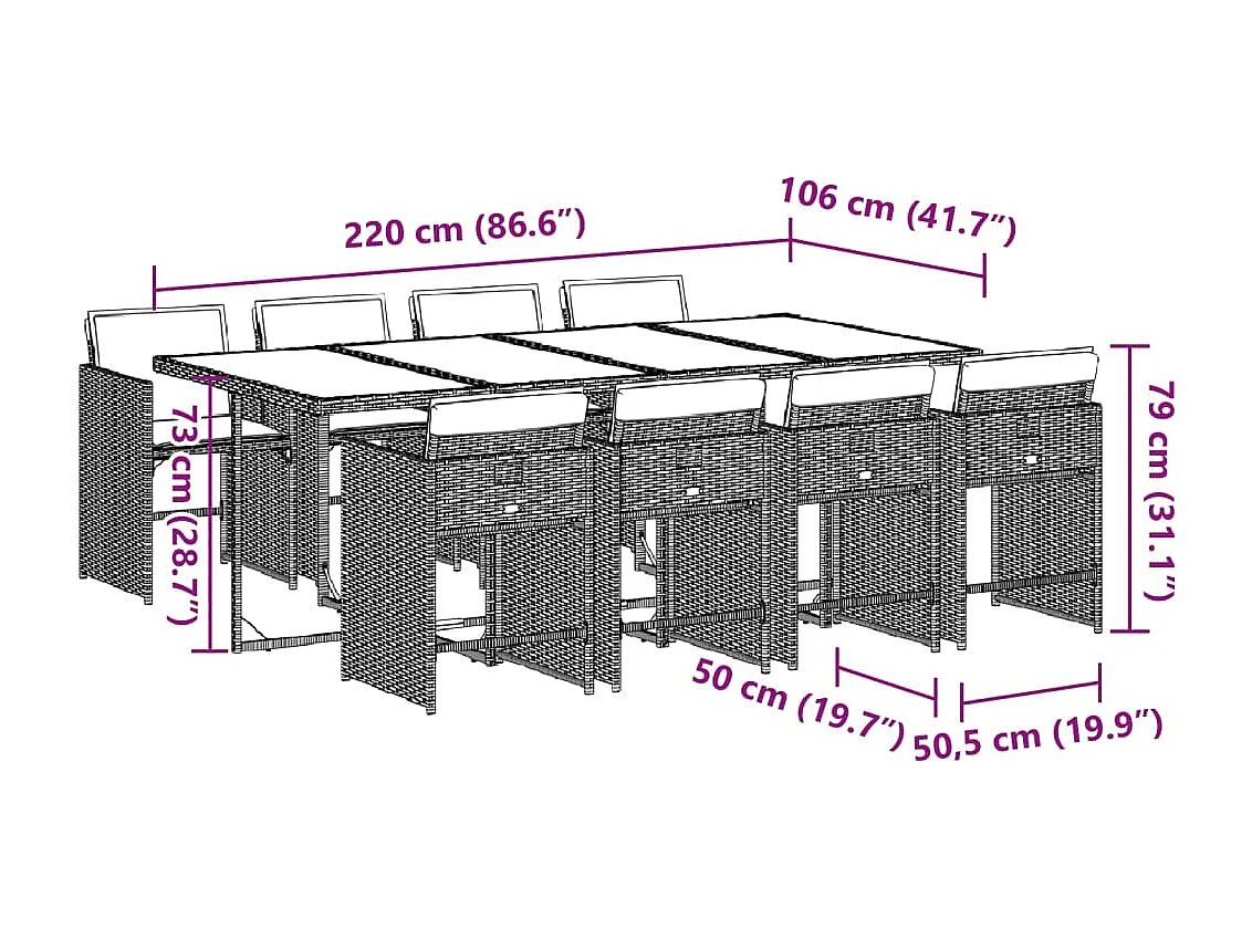 Heeswijk-Dinther  9-delige Tuinset met kussens poly rattan beige