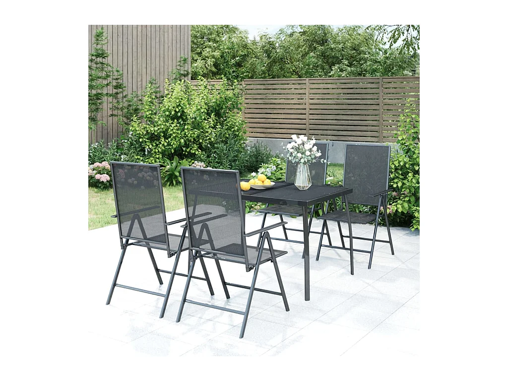 Terina  Ensemble à manger de jardin 5 pcs anthracite acier