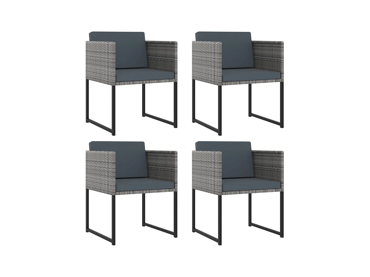 Wardo  9-delige Tuinset met kussens poly rattan grijs