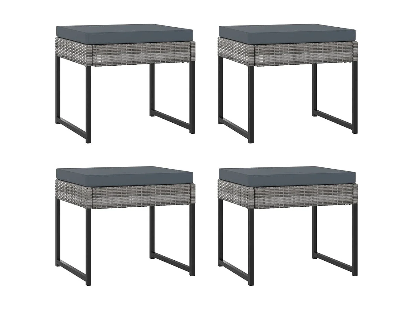 Wardo  9-delige Tuinset met kussens poly rattan grijs