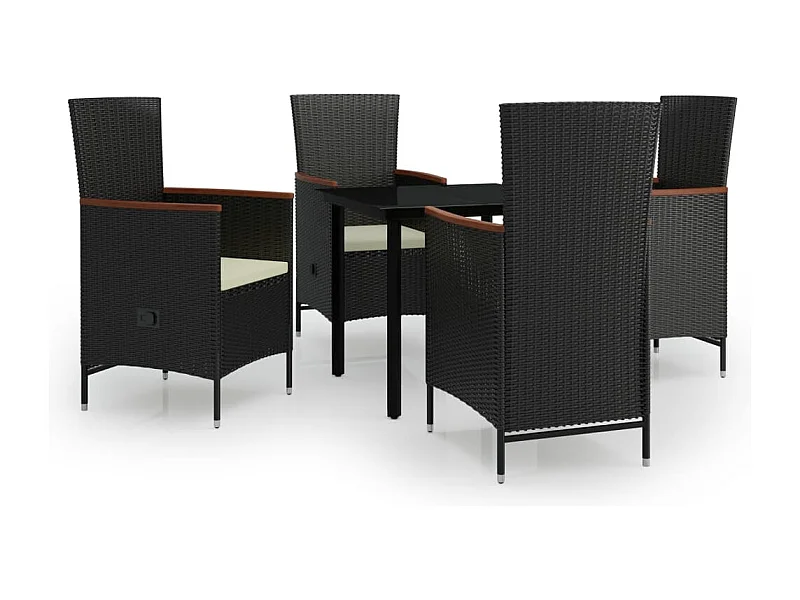 Serafino  5-delige Tuinset met kussens zwart