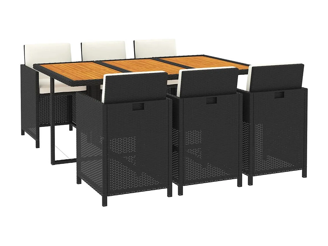 Hugo  7-delige Tuinset met kussens poly rattan zwart