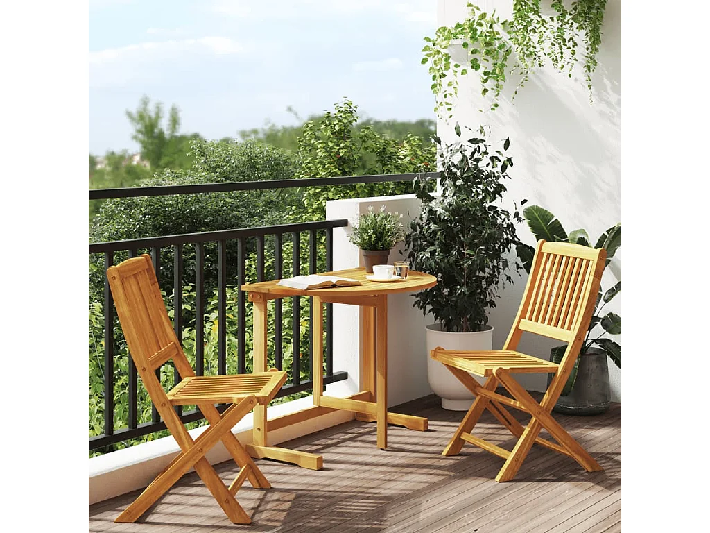Carrick-on-Suir  Set de comedor de jardín plegable 3 pzas madera maciza acacia