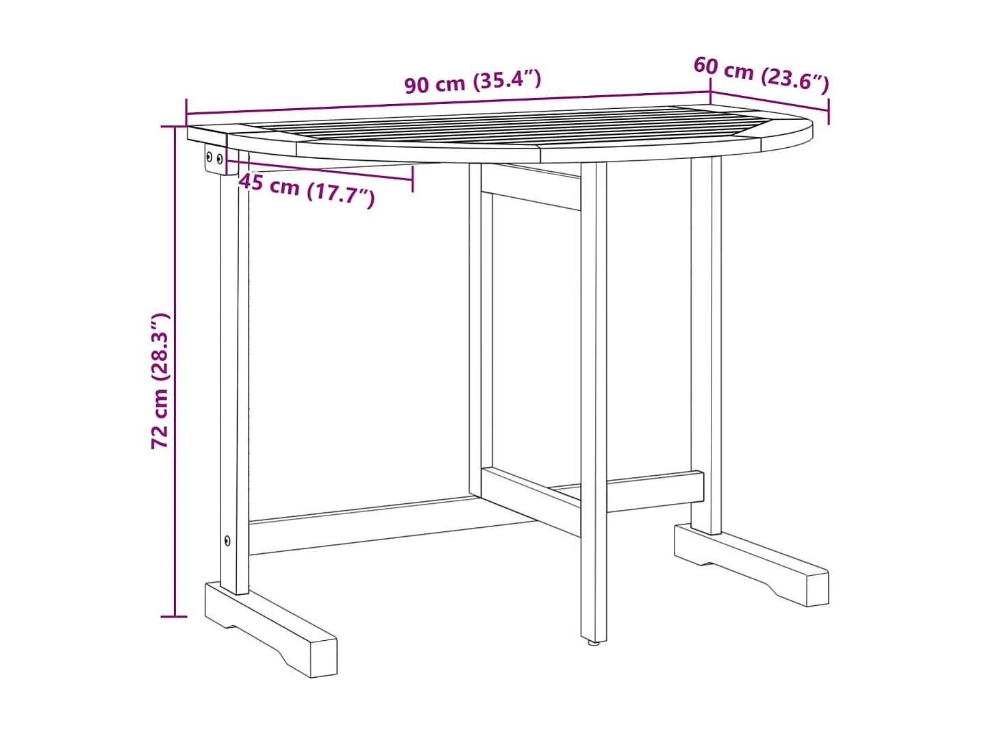Carrick-on-Suir  Set de comedor de jardín plegable 3 pzas madera maciza acacia