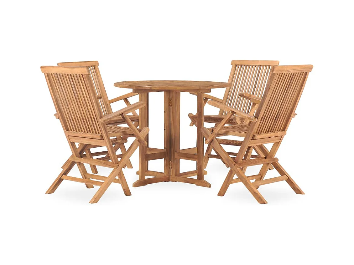 Glabbeek  Set de comedor de jardín plegable 5 pzas madera maciza de teca