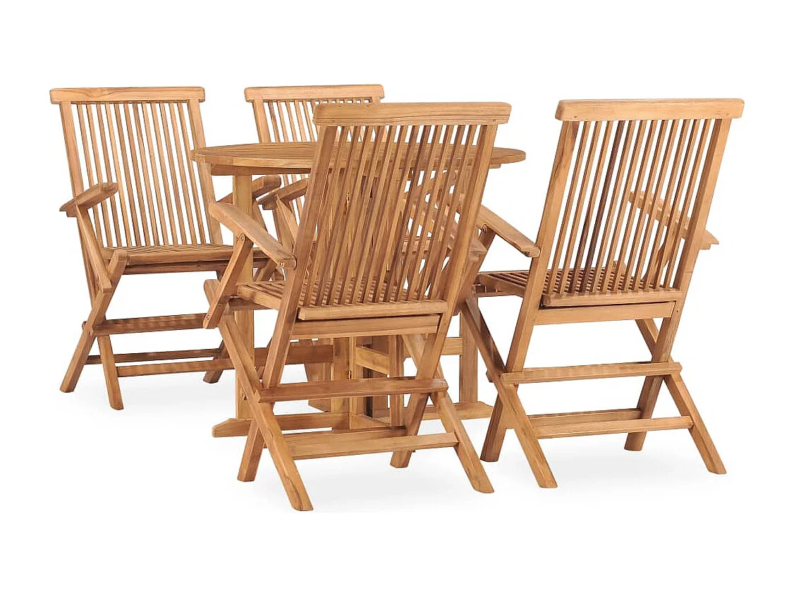 Glabbeek  Ensemble à manger d'extérieur pliable 5 pcs Bois solide de teck
