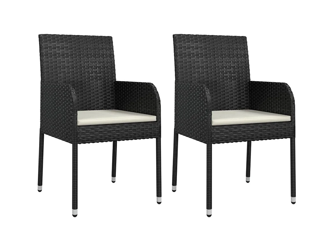 Ymir  Ensemble à manger de jardin 9pcs coussins noir résine tressée