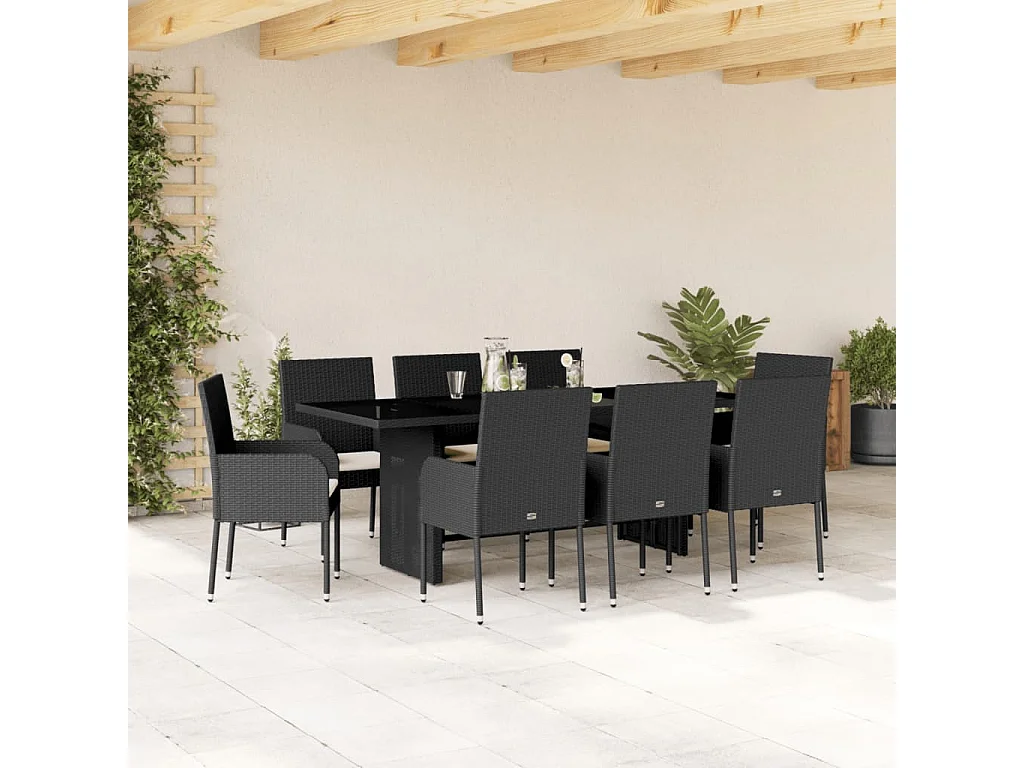 Ymir  9-delige Tuinset poly rattan zwart