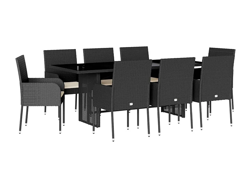 Ymir  9-delige Tuinset poly rattan zwart